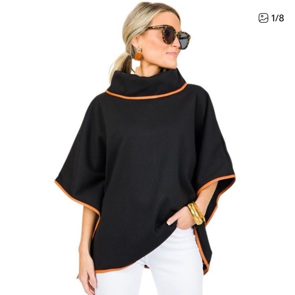 Tuckernuck Black Poncho with Orange Accents OS